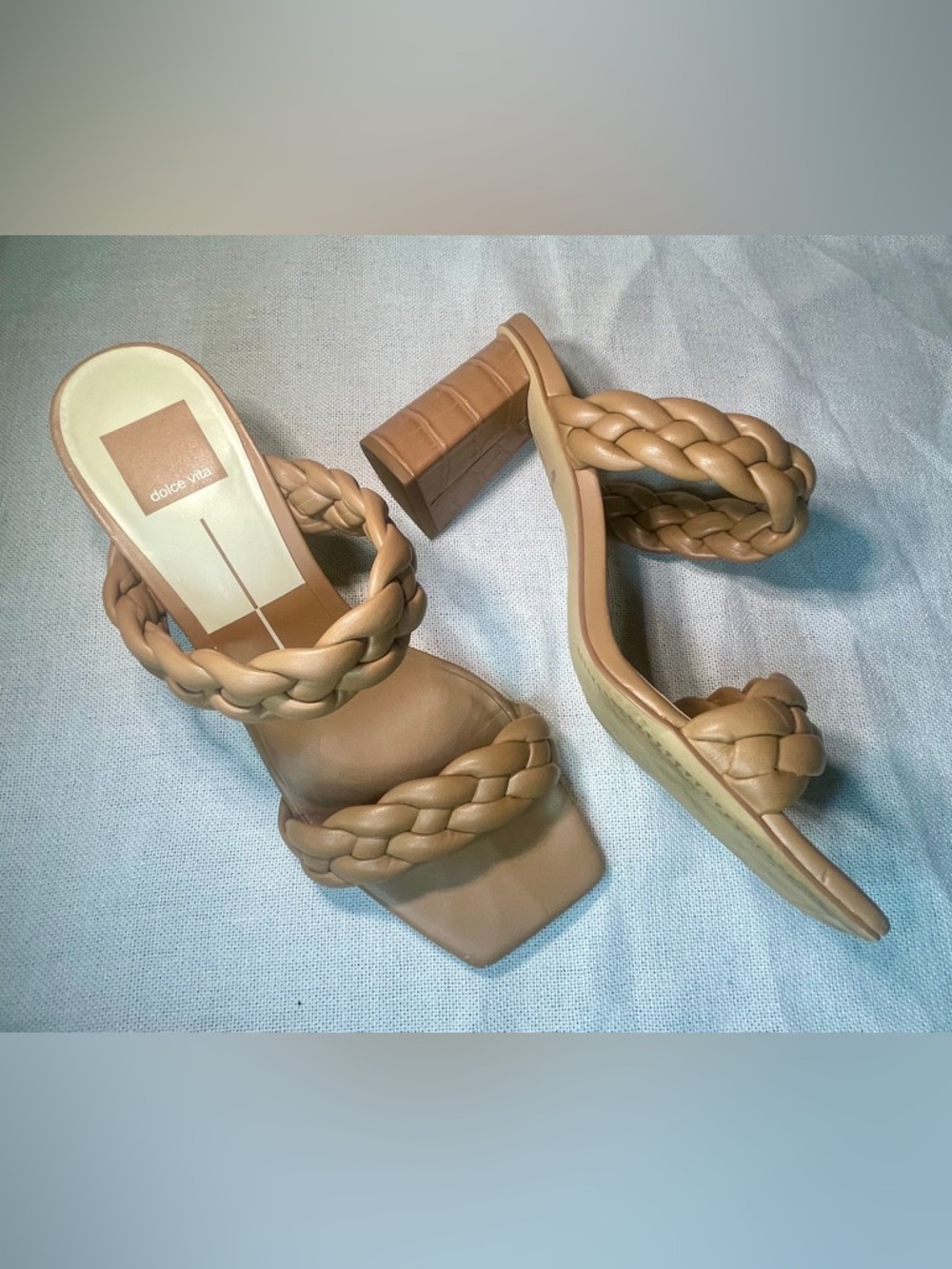 Dolce Vita Cognac Braided Block‎ Heel Sandals - Picture 6 of 6